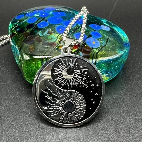 Yin Yang Necklace Pendant Stainless Steel #1457 - Picture 3 of 9